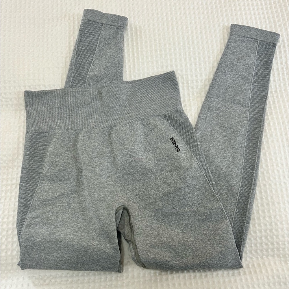 GYMSHARK Flex High Waisted Leggings Size M in Light Grey Marl/Black - Picture 9 of 9